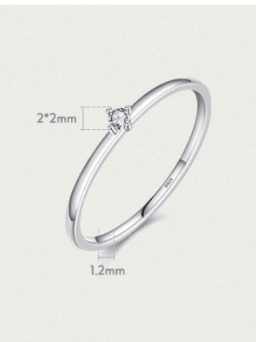 MODN 925 Sterling Silver Moissanite Geometric Minimalist Band Ring 2