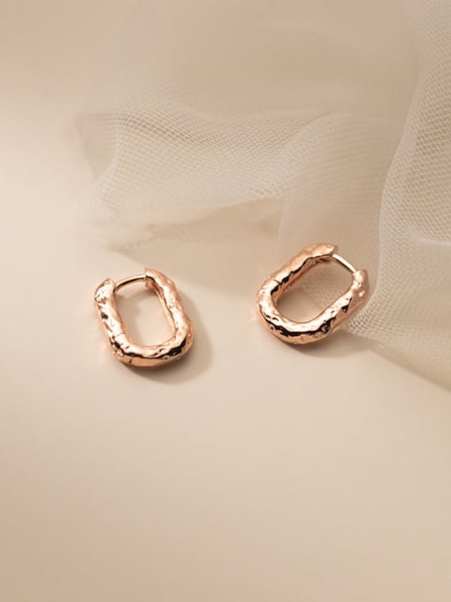 rose gold 925 Sterling Silver Geometric Minimalist Huggie Earring