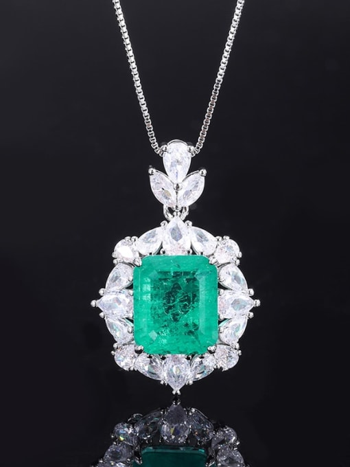 Emerald pendant Brass Cubic Zirconia Luxury Geometric Ring and Pendant Set