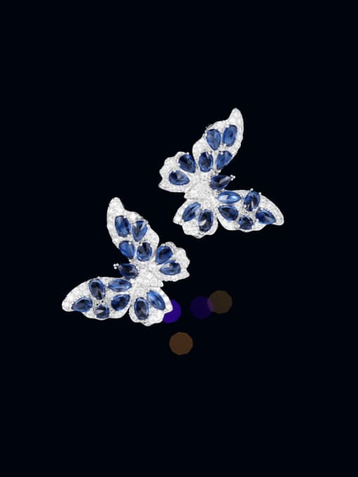 Luxu Brass Cubic Zirconia Butterfly Luxury Cluster Earring 3