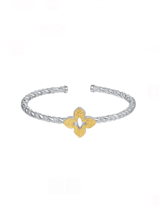 KDP-Silver 925 Sterling Silver Clover Vintage Cuff Bangle 0