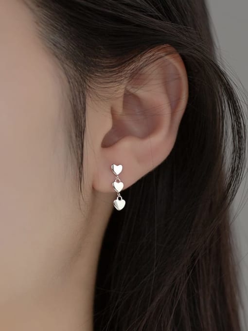 Rosh 925 Sterling Silver Heart Minimalist Long Drop Earring 1