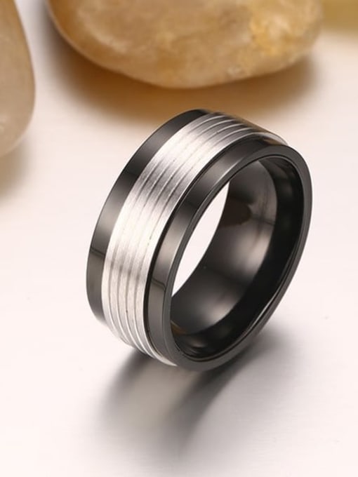 US 6 Titanium Steel Round Vintage Band Ring