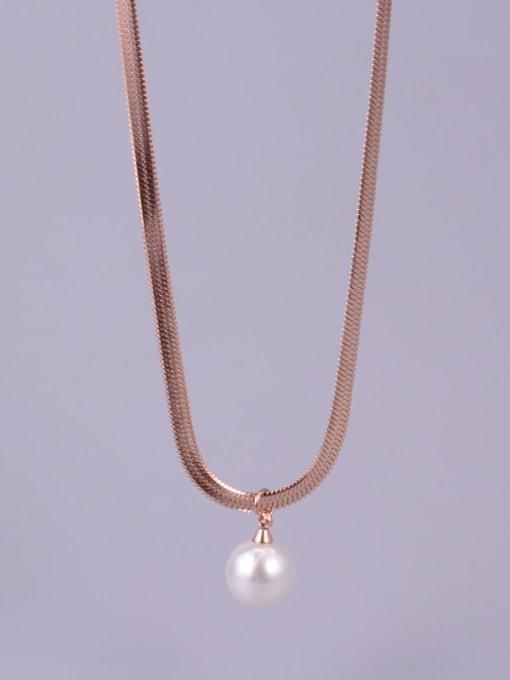 A TEEM Titanium Imitation Pearl White Necklace 1