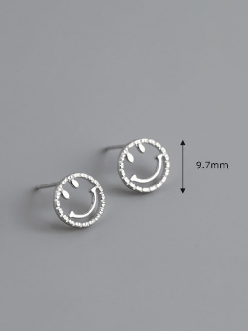 Boomer Cat 925 Sterling Silver Cubic Zirconia Smiley Cute Stud Earring 1