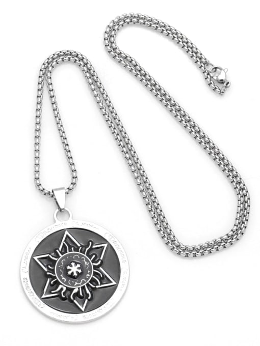 CC Stainless steel Chain Alloy Pendant  Geometric Hip Hop Long Strand Necklace 2