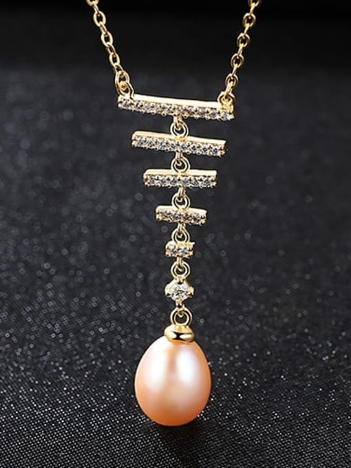 Pink 7i04 l925 Sterling Silver Freshwater Pearl  pendant Necklace