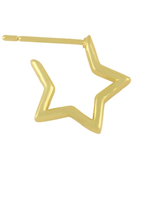 five-pointed star Brass Smooth Heart Minimalist Stud Earring