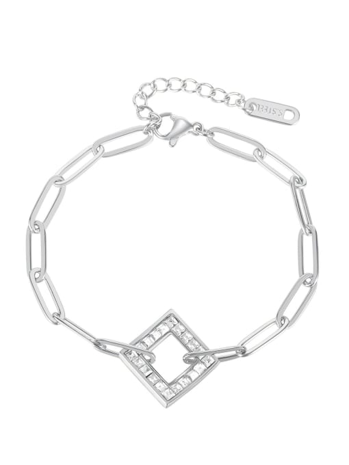 Open Sky Titanium Steel Cubic Zirconia Geometric Minimalist Link Bracelet 1