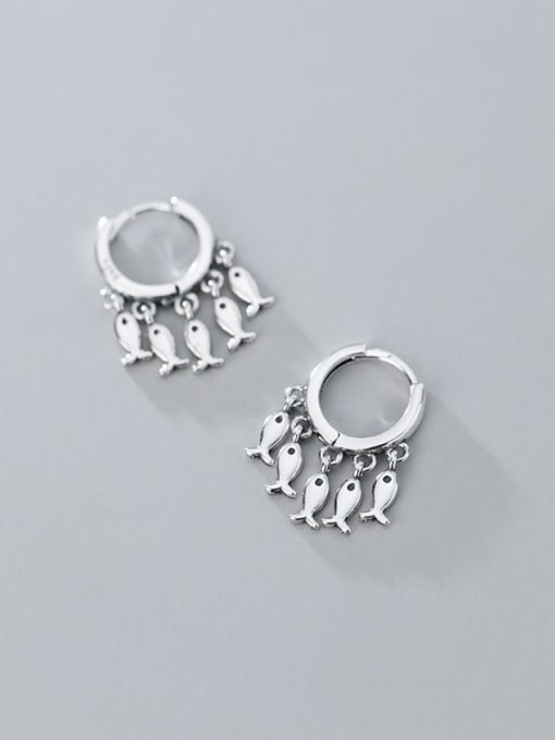 Rosh 925 Sterling Silver Many creative fish Classic Huggie Earring 2