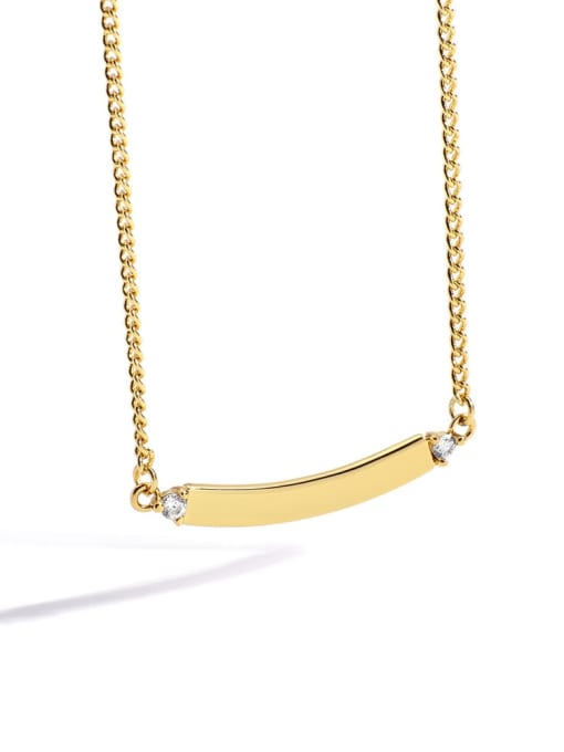Gold smile Zircon Necklace Brass Rhinestone Geometric Minimalist Necklace