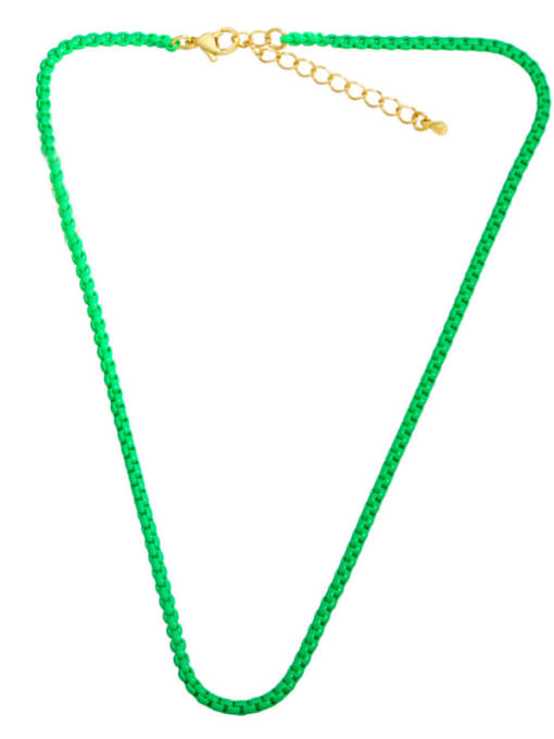 Grass green Brass Enamel Irregular Minimalist Necklace