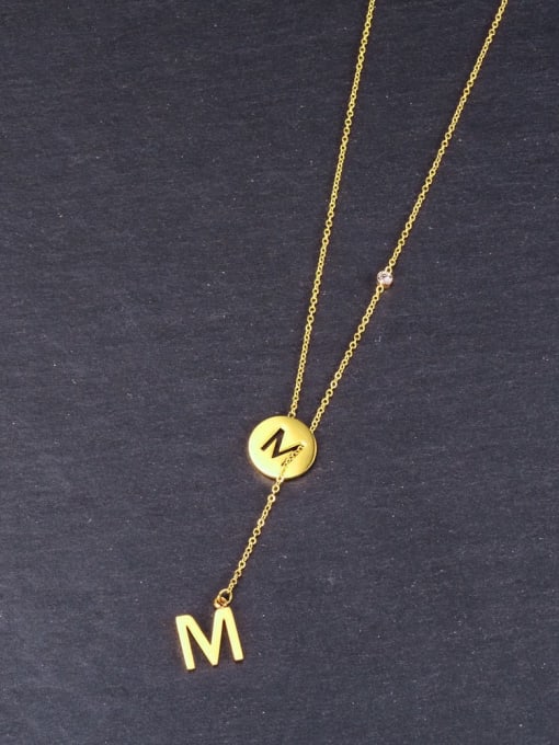 A TEEM Titanium Tassel Letter Minimalist Necklace