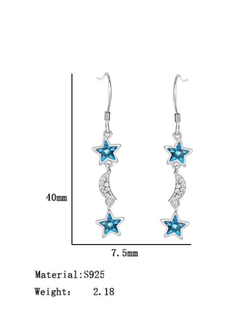 BC-Swarovski Elements 925 Sterling Silver Austrian Crystal Pentagram Classic Hook Earring 4