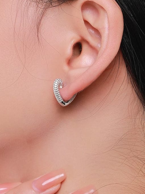 MODN 925 Sterling Silver Cubic Zirconia Heart Dainty Huggie Earring 1