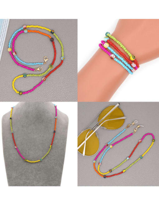 Roxi Stainless steel Bead Multi Color Weave Bohemia Hand-woven Necklace 2