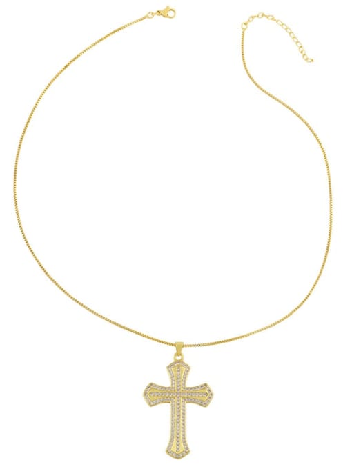 CC Brass Cubic Zirconia Cross Minimalist Regligious Necklace 3