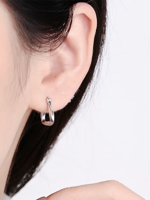 KDP-Silver 925 Sterling Silver Geometric Minimalist Huggie Earring 1