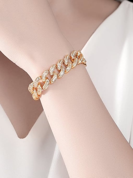 BLING SU Brass Cubic Zirconia Geometric Luxury Link Bracelet 1