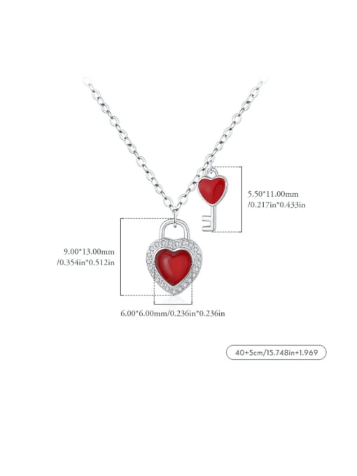 MODN 925 Sterling Silver Cubic Zirconia Enamel Heart Minimalist Necklace 3