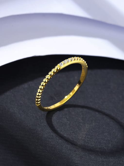 14K Gold 925 Sterling Silver Cubic Zirconia Geometric Minimalist Band Ring