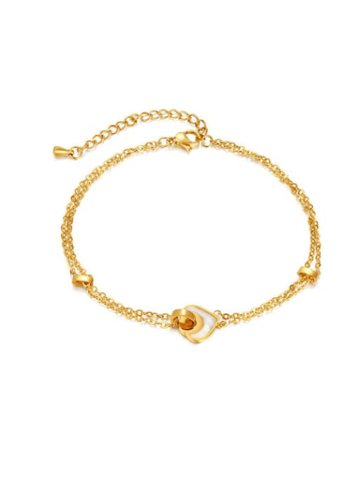 151 Steel Foot Chain Gold Stainless steel  Heart Hip Hop Shell  Heart Anklet
