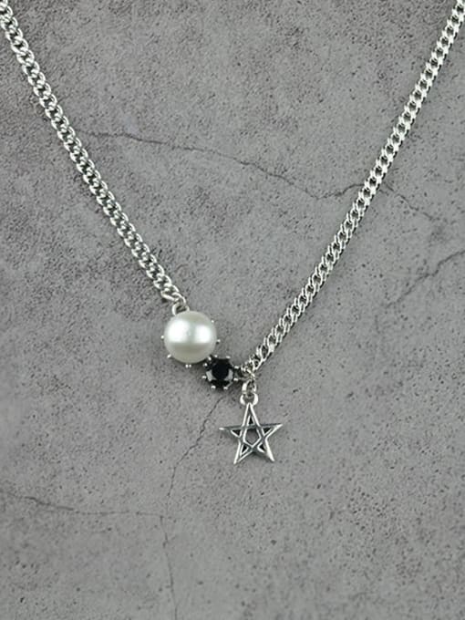 SHUI Vintage  Sterling Silver With Antique Silver Plated Simplistic Star Power Necklaces 2