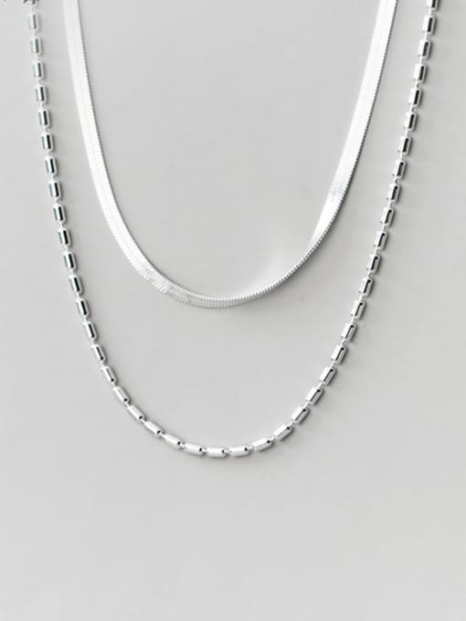 Rosh 925 Sterling Silver Irregular Minimalist Multi Strand Necklace
