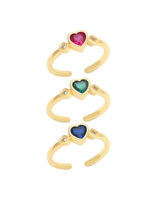 CC Brass Cubic Zirconia Heart Minimalist Band Ring 1