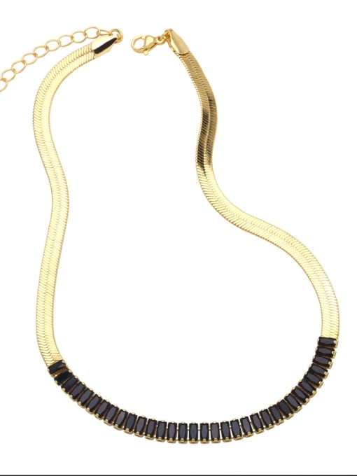 black Brass Cubic Zirconia Geometric Vintage Necklace