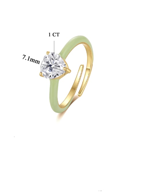 CCUI 925 Sterling Silver Enamel Moissanite Heart Minimalist Band Ring 2