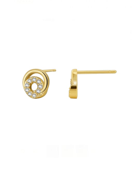 CHARME Brass Cubic Zirconia Geometric Vintage Stud Earring 0