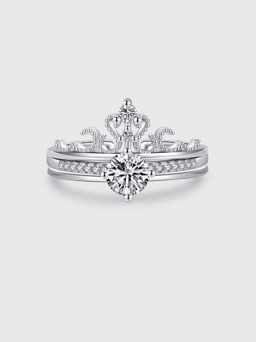 925 Sterling Silver Open Set Ring 925 Sterling Silver Cubic Zirconia Crown Cute Stackable Ring