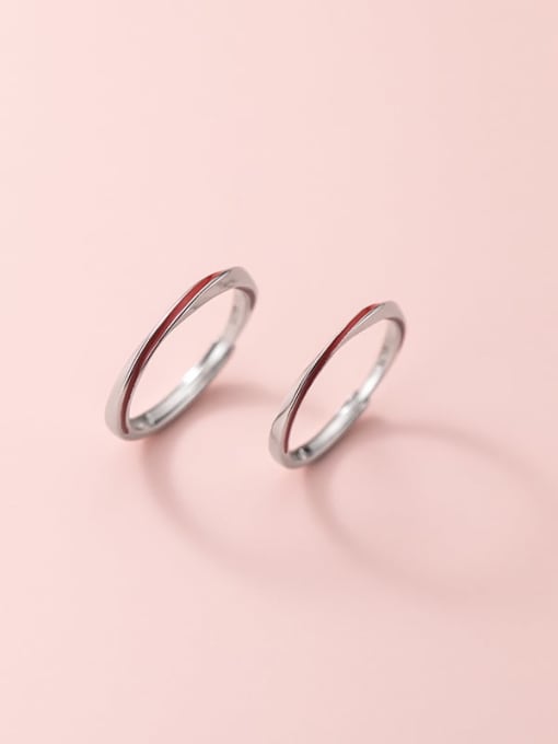Rosh 925 Sterling Silver Enamel Line Minimalist Couple Ring 3