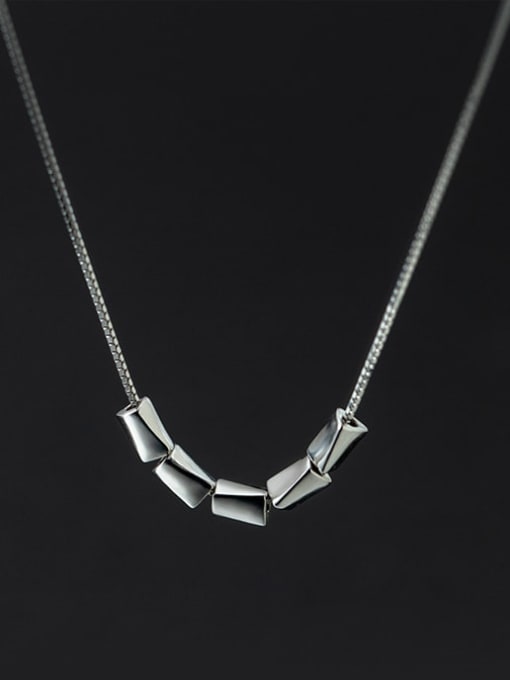 Silver 925 Sterling Silver Square Minimalist Necklace