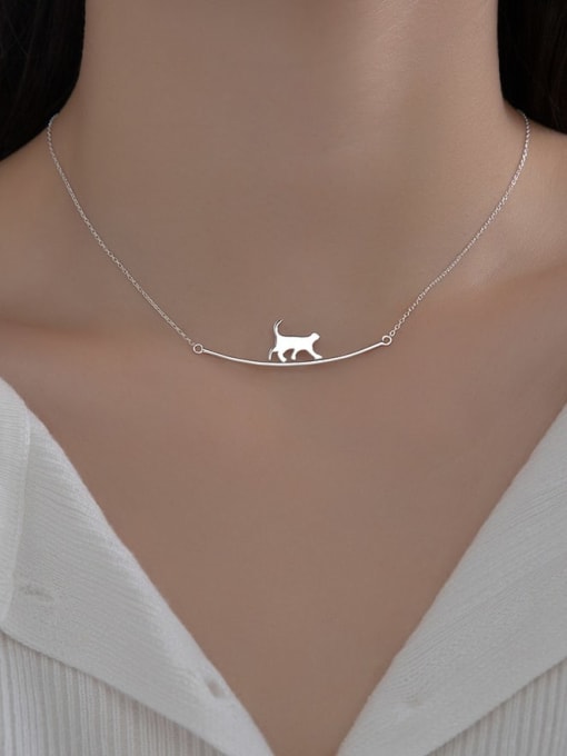 Rosh 925 Sterling Silver Cute Cat  Necklace 1
