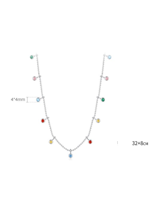 MODN 925 Sterling Silver Cubic Zirconia Geometric Minimalist Necklace 3
