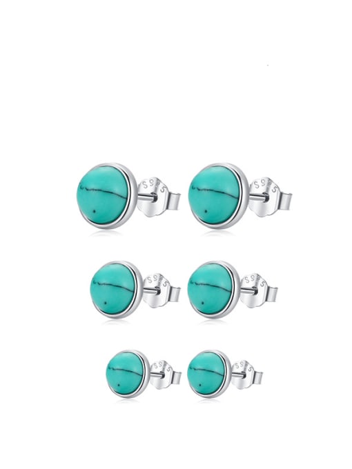 MODN 925 Sterling Silver Turquoise Geometric Minimalist Stud Earring 3