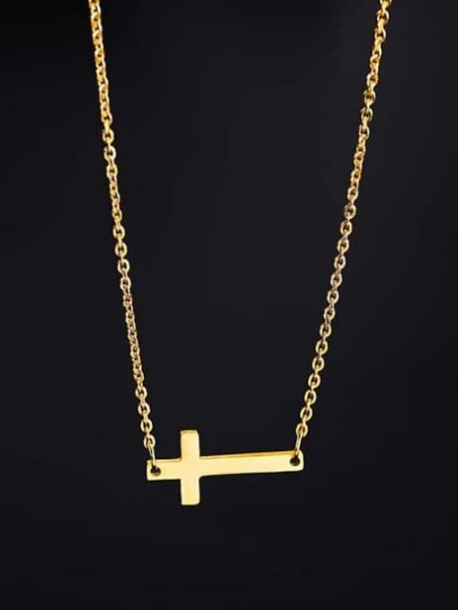 18K gold Titanium Steel Cross Minimalist Necklace