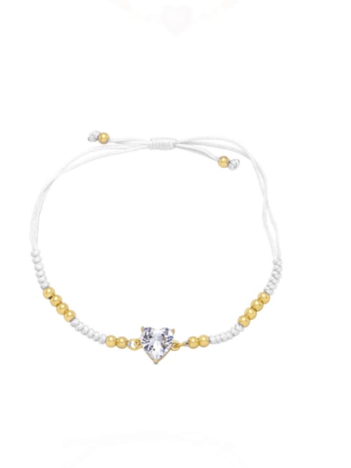 white Brass Cubic Zirconia Weave Vintage Adjustable Bracelet