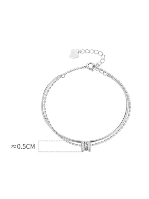 Rosh 925 Sterling Silver Cubic Zirconia Round Minimalist Strand Bracelet 3