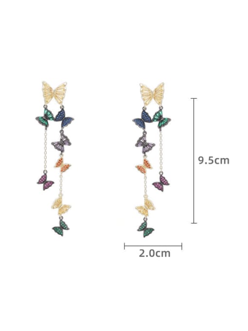 Luxu Brass Cubic Zirconia Butterfly Tassel Luxury Cluster Earring 4