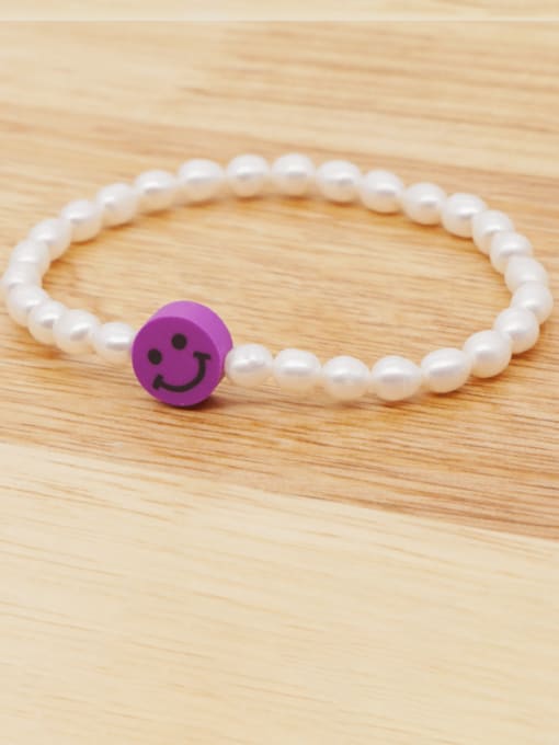 ZZ B200178A Freshwater Pearl Multi Color Smiley Minimalist Stretch Bracelet