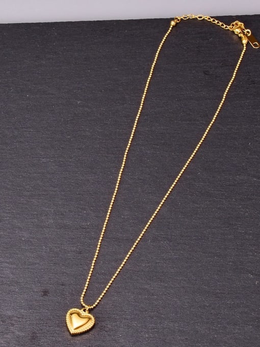 A TEEM Titanium smooth Heart Minimalist Bead chain necklace 2