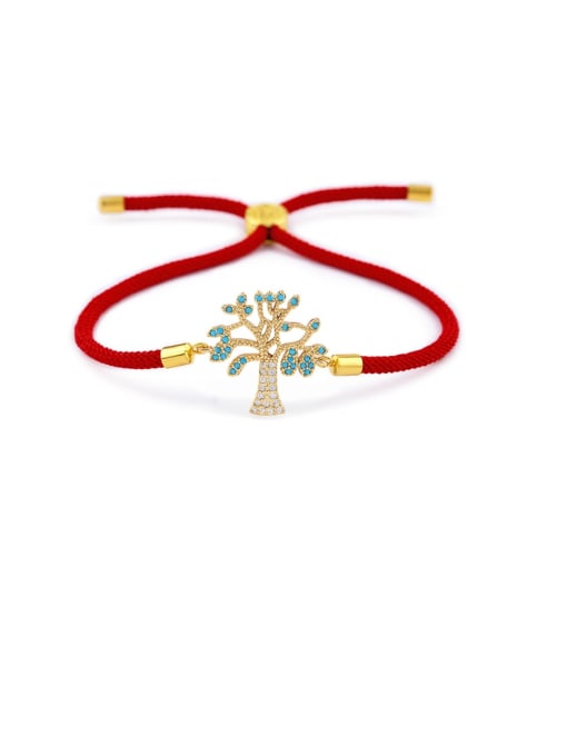 CC Brass Cubic Zirconia Tree Minimalist Adjustable Bracelet 2