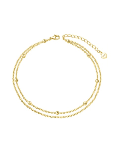 14K gold 925 Sterling Silver Minimalist Double Layer Chain Anklet