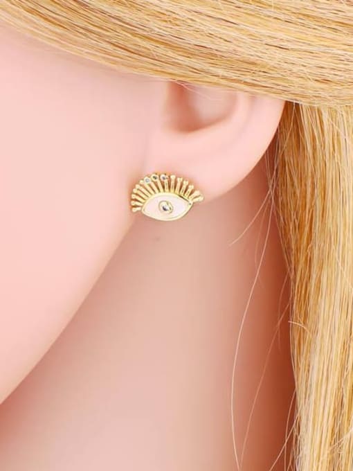 CC Brass Shell Evil Eye Vintage Stud Earring 1
