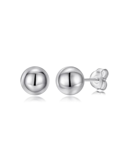 Platinum 925 Sterling Silver Smooth Round  Ball Minimalist Stud Earring