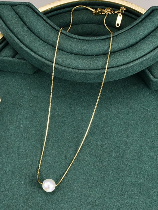 A TEEM Titanium Steel Imitation Pearl Round Minimalist Necklace 1