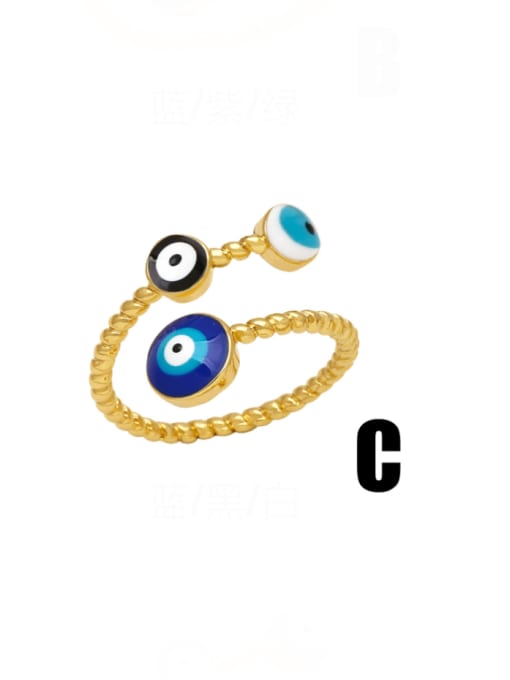 CC Brass Enamel Evil Eye Cute Stackable Ring 4